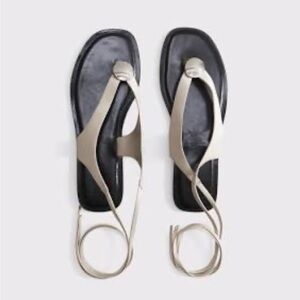 White Ankle Wrap Women's Sandals with silver hardware
